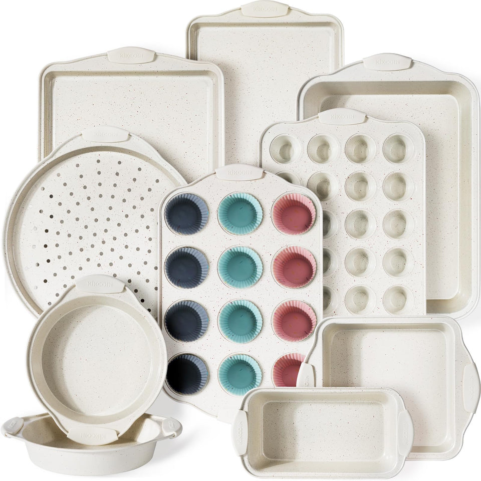 Kikcoin 22-piece nonstick bakeware set for versatile baking and easy release