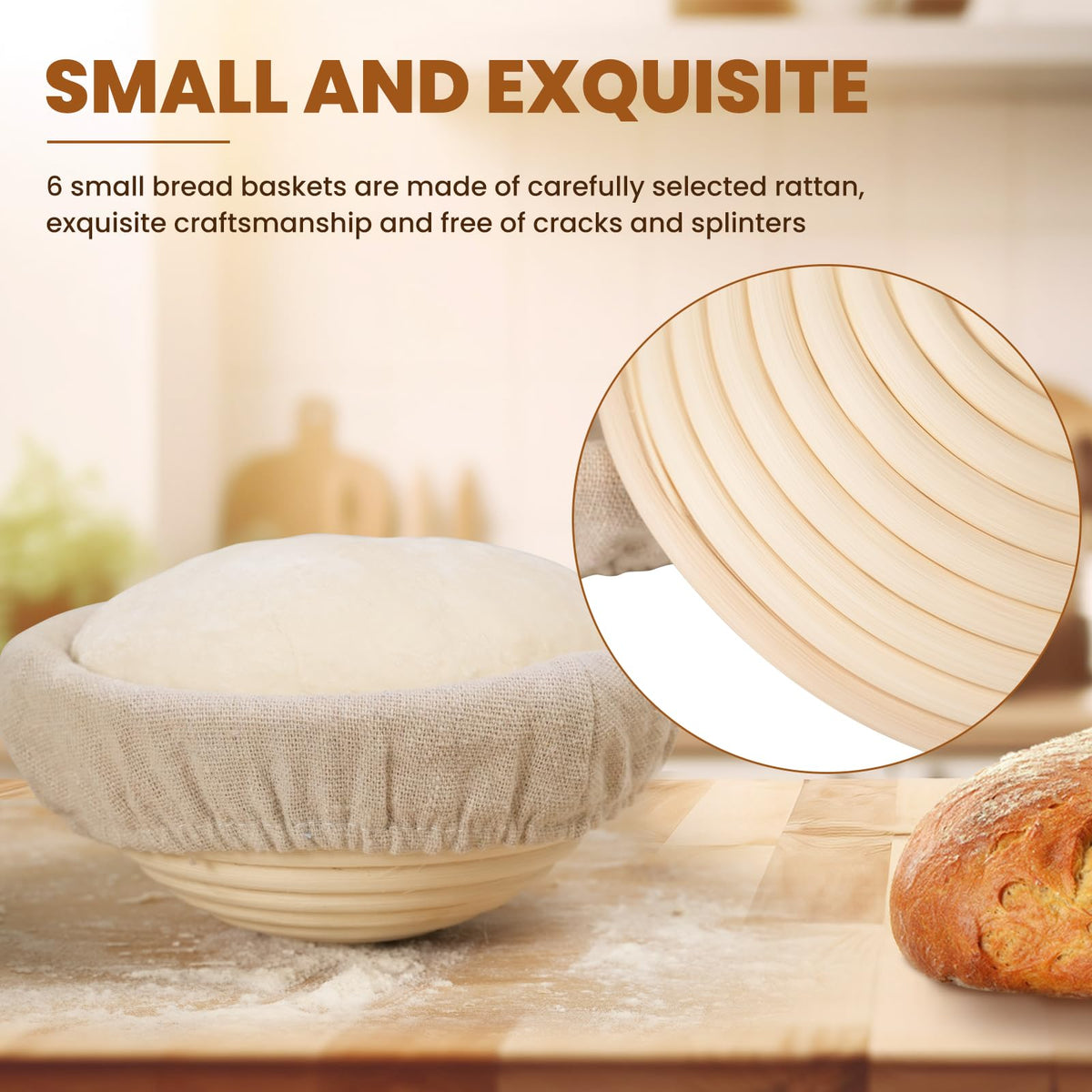 Kikcoin 5 inch banneton six-pack assembly for uniform loaves