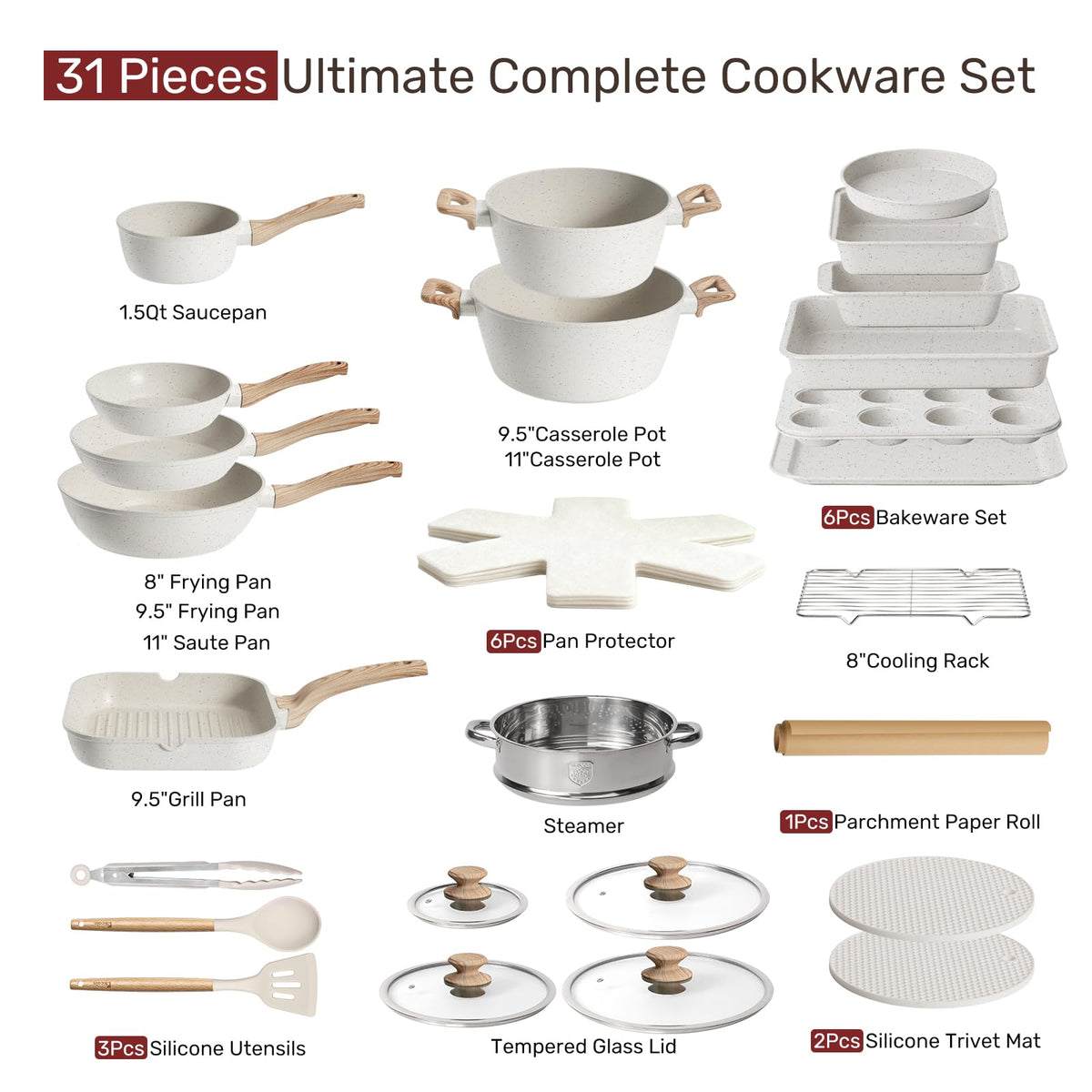 Kikcoin 9.5-inch frying pan for even heating and effortless cleanup.