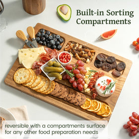 Kikcoin Acacia board arranged for cheese and charcuterie presentations