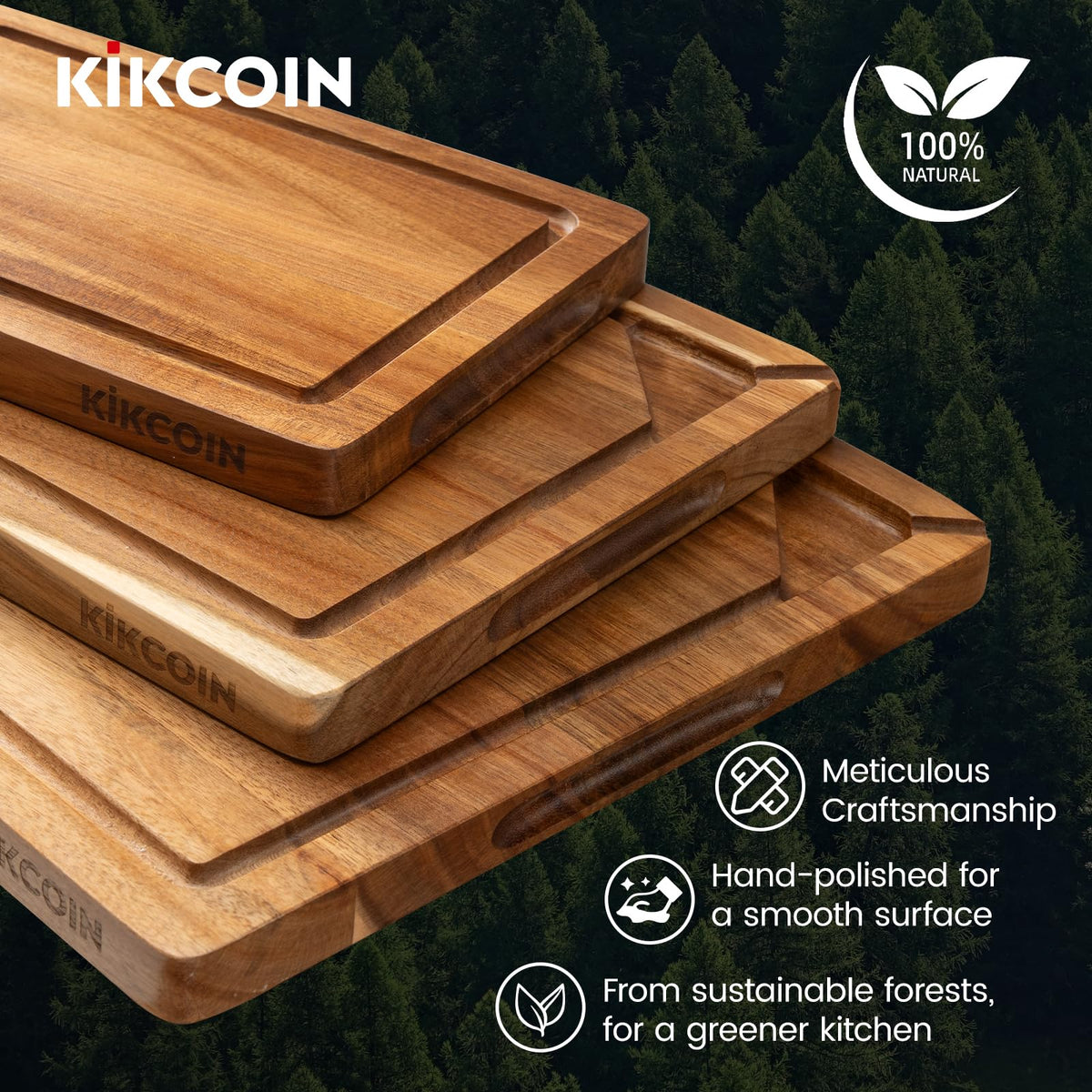 Kikcoin acacia wood cutting board charcuterie board—elegant serving surface for appetizers