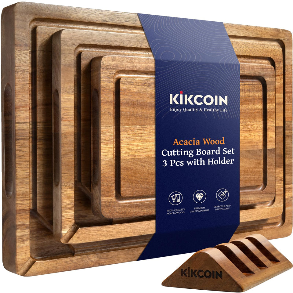 Kikcoin acacia wood cutting board large—durable prep surface with natural grain