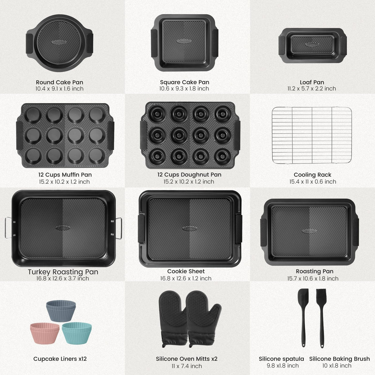 Kikcoin non-stick bake sheets with wave-base for clean release.