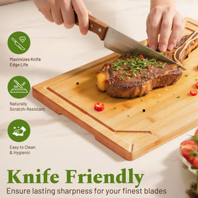 Kikcoin large bamboo cutting board 16x11 great for meat handling and carving.