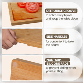 Kikcoin bamboo cutting board large 24x18 surface for meal prep