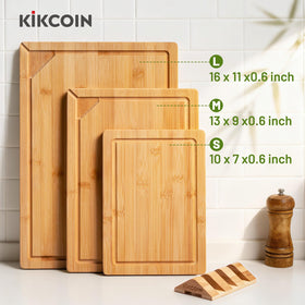 Kikcoin medium bamboo cutting board 13x9 ideal for vegetables and safe prep.