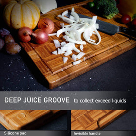 Kikcoin bamboo cutting board set M for fruit with easy handling.