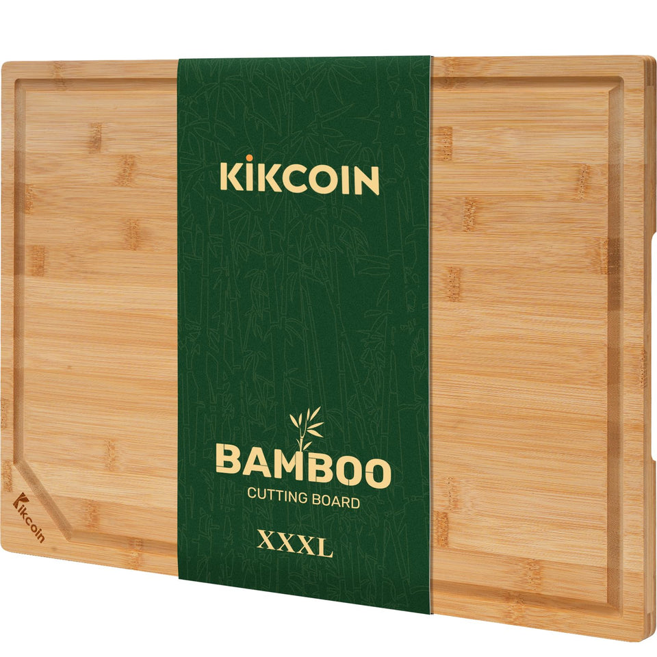Kikcoin bamboo cutting board surface polish for smooth prep and durability.