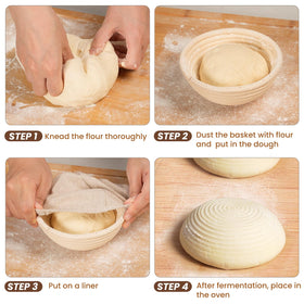 Kikcoin bread proofing basket resting dough in natural weave