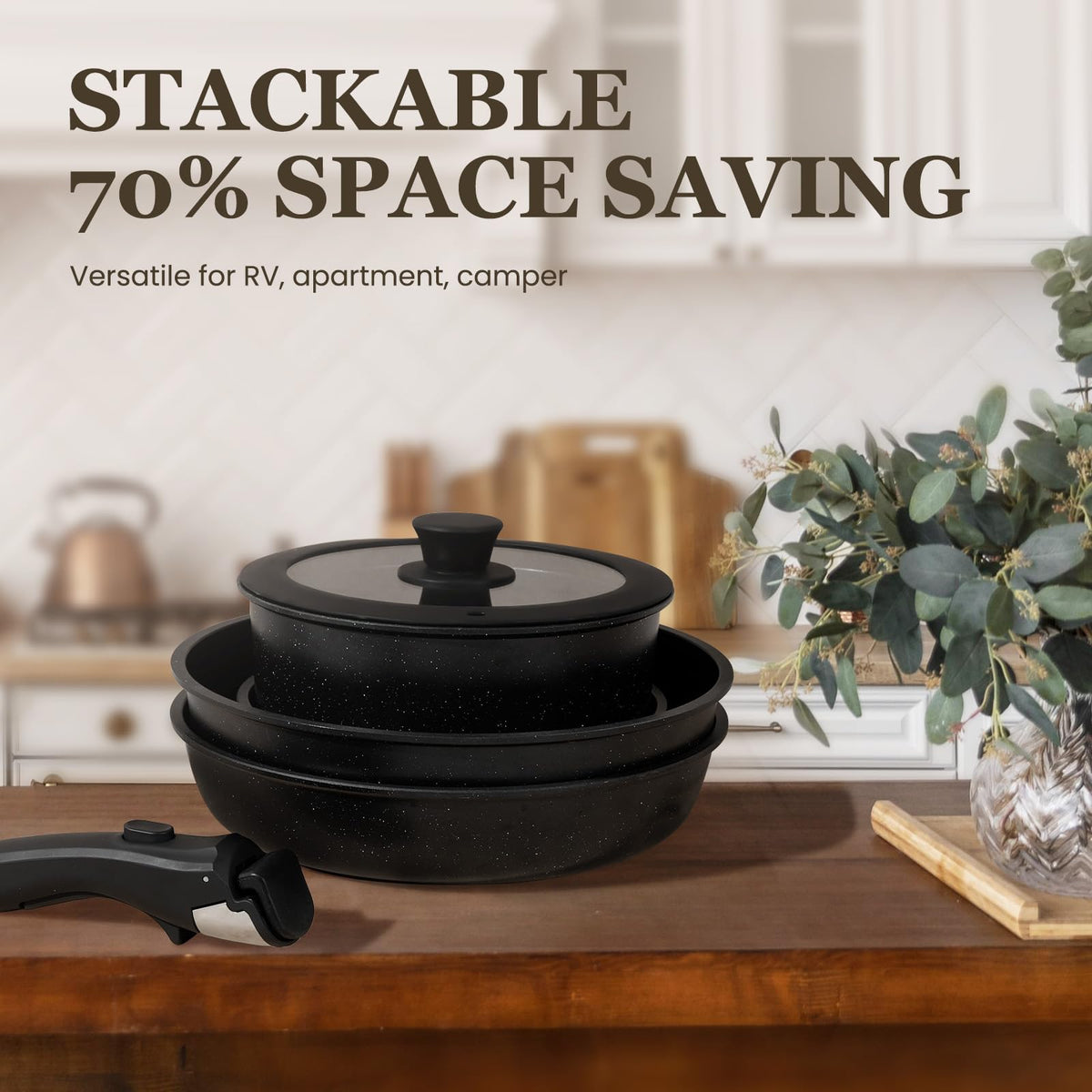KIKCOIN complete-cookware-set includes lids, utensils, and protectors for ready meals.