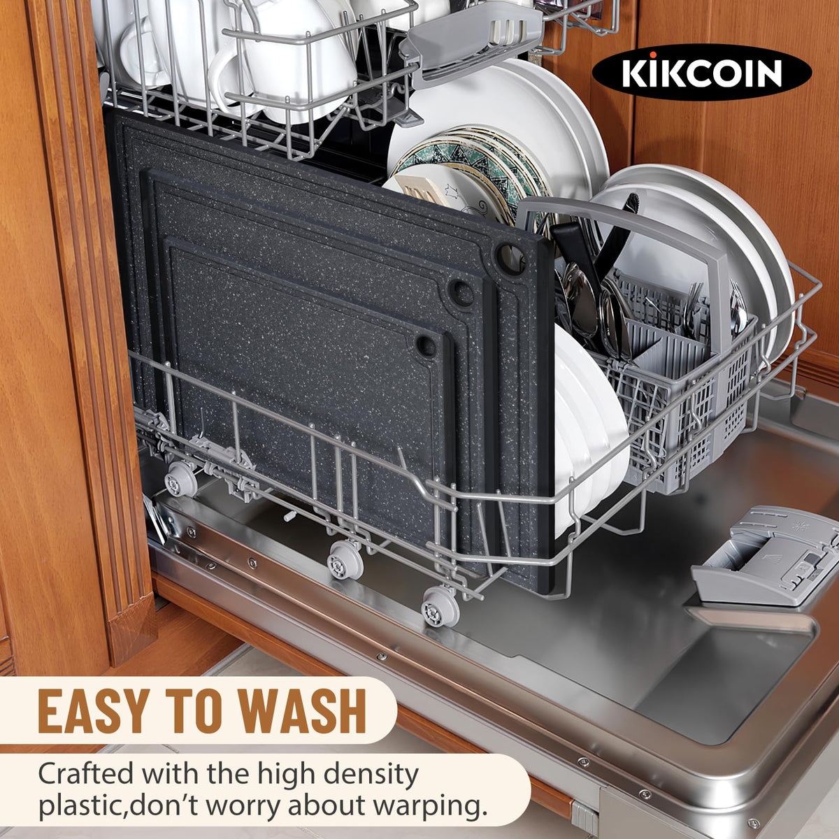 Kikcoin cutting board has a deep juice groove to catch liquids