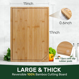Kikcoin reversible bamboo cutting board for raw and cooked separation