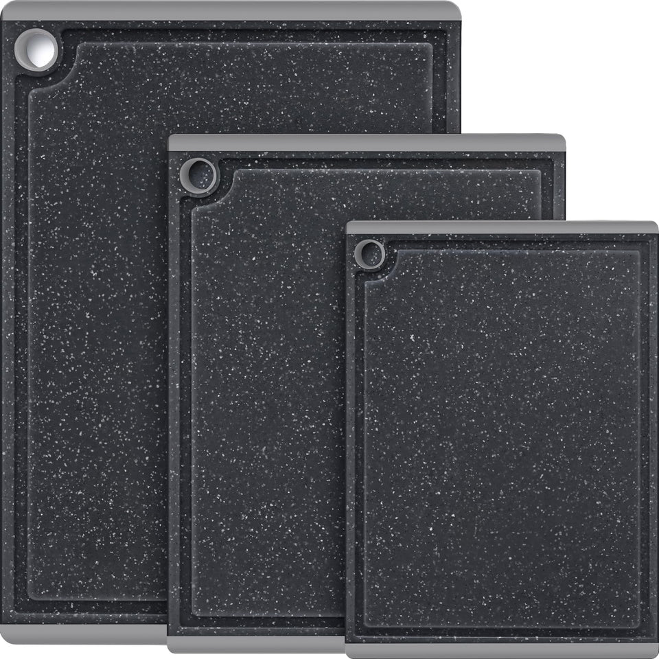 Kikcoin cutting-board-set-large shown on counter with non-slip surface for steady carving