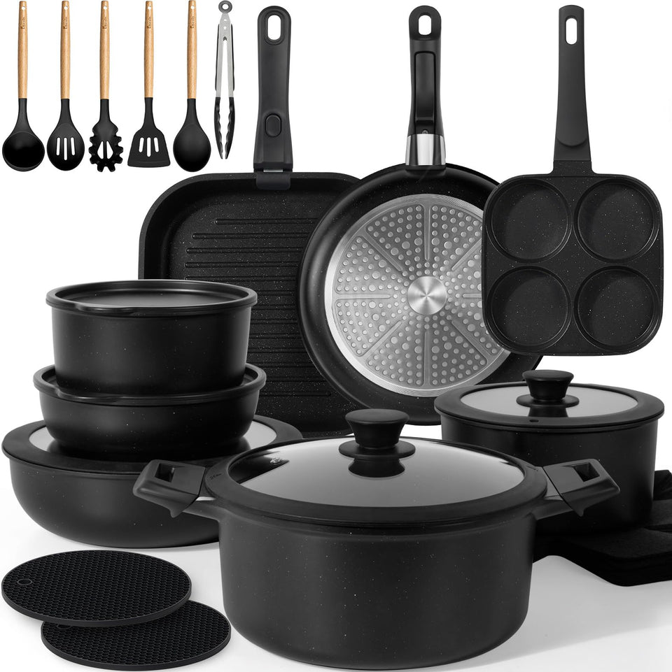 KIKCOIN pots with detachable-handle for easy RV storage and versatile cooking.