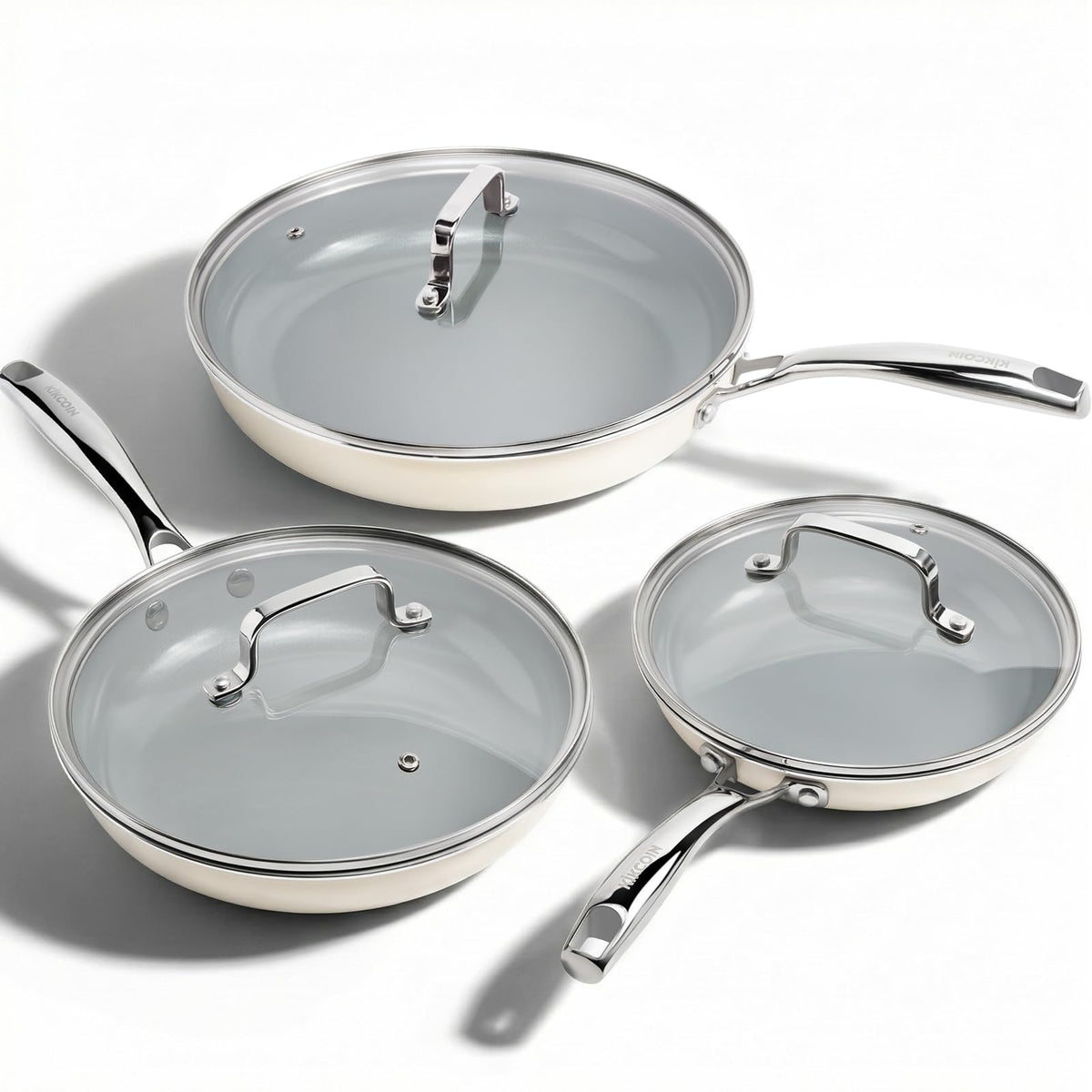 Kikcoin 8-inch frying pan with lid for easy eggs and even heating