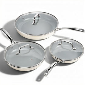 Kikcoin 8-inch frying pan with lid for easy eggs and even heating