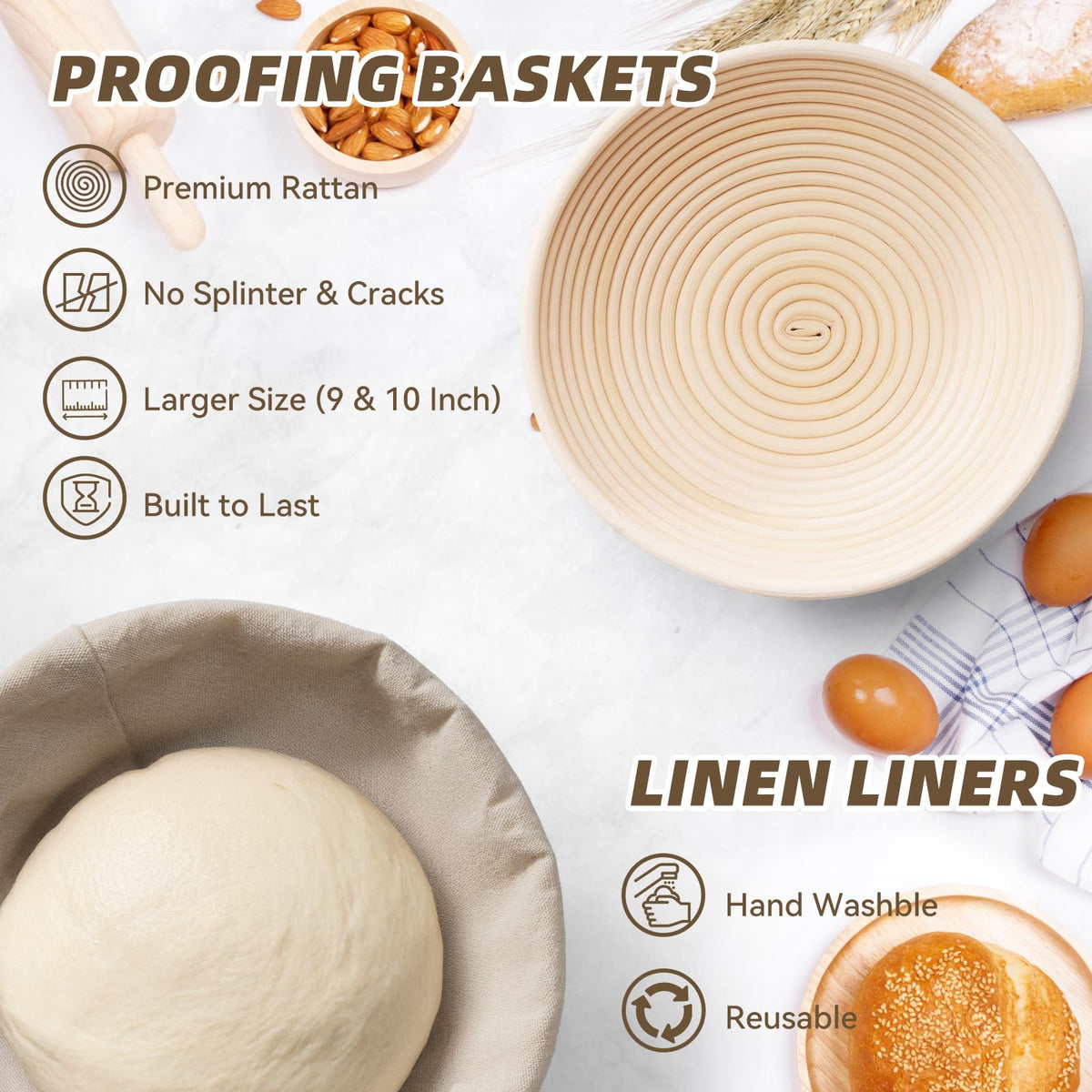Kikcoin linen liner prevents sticking and makes cleanup after proofing quick