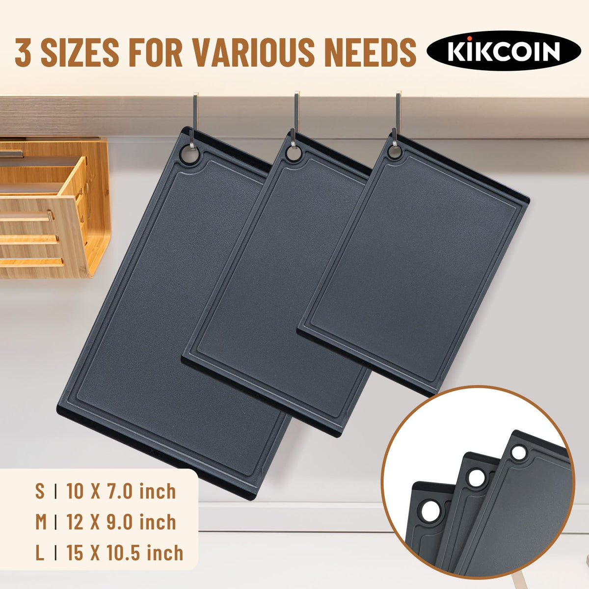 Kikcoin medium cutting board ready for vegetable prep