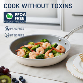 Kikcoin 11-inch non-stick frying pan for family meals with even heating.