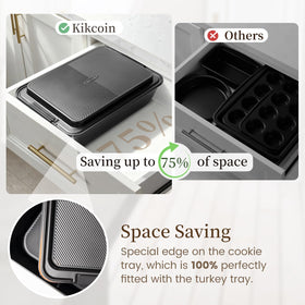 Kikcoin oven-safe bakeware handles up to 450F with even browning.