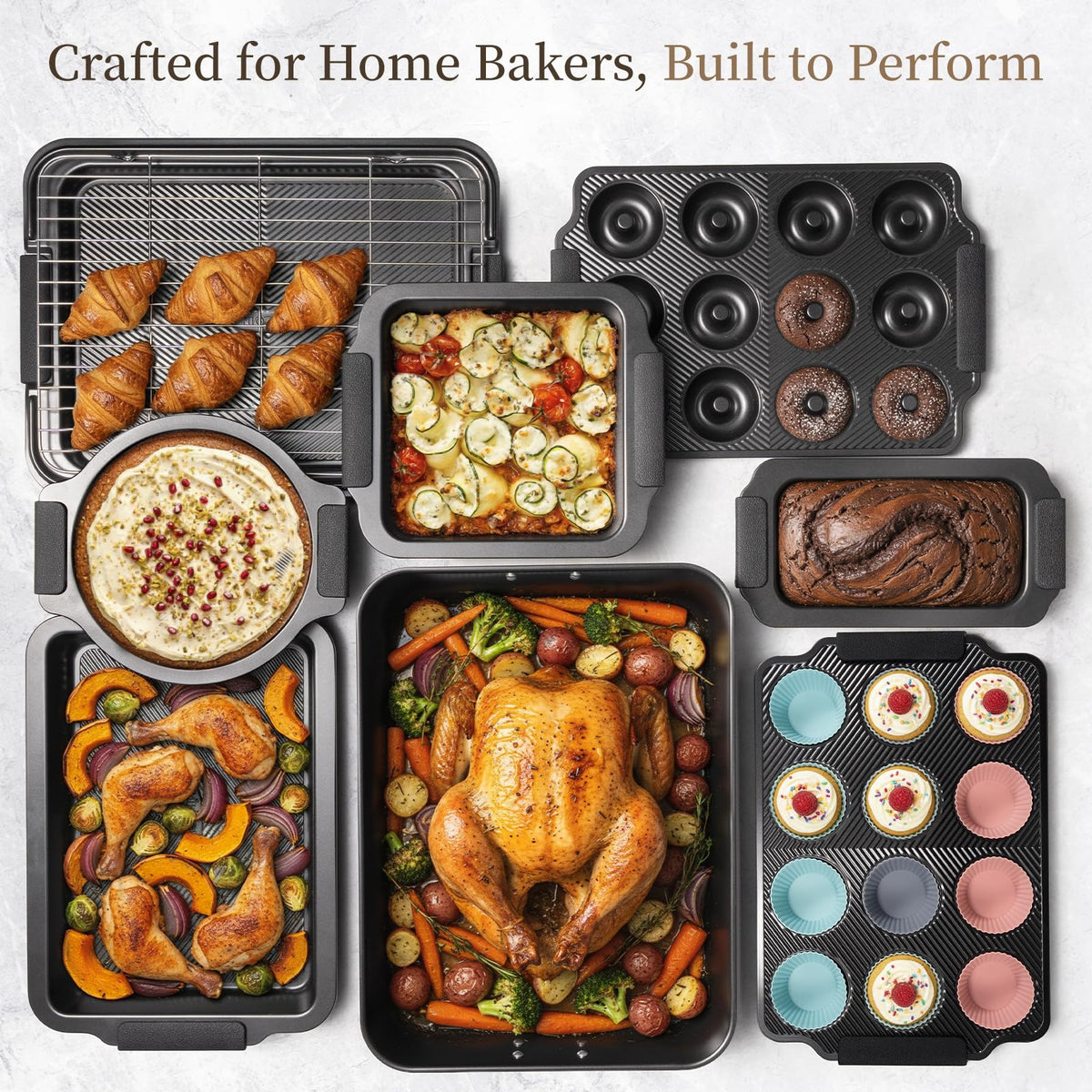 Kikcoin silicone handles add grip and safe handling while baking.