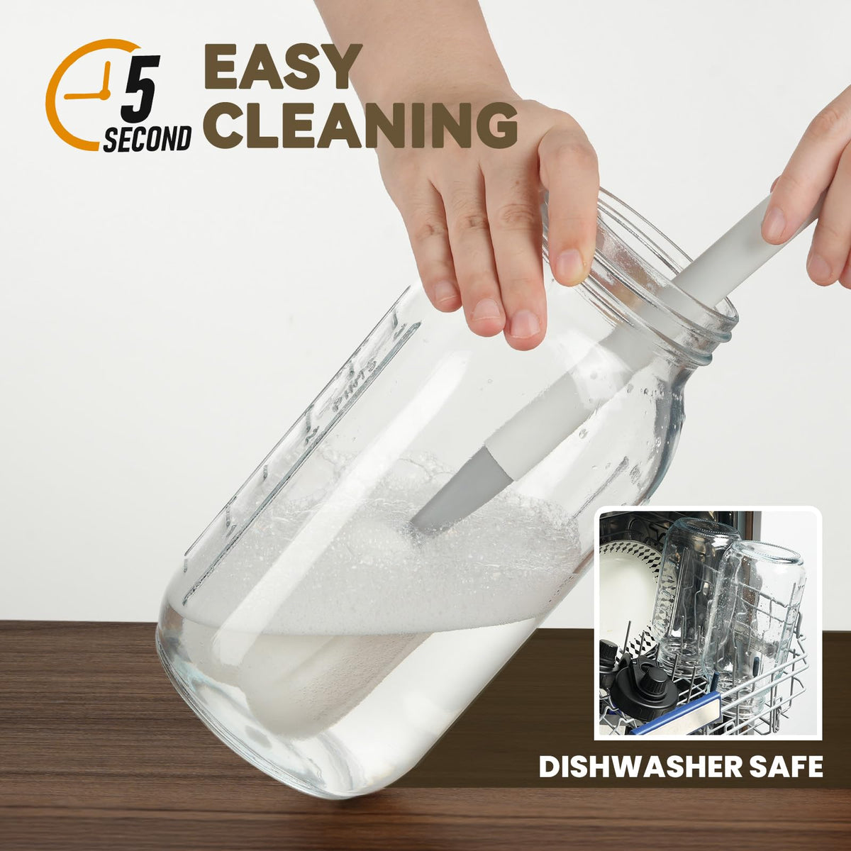 Kikcoin mixing spoon and brush included for easy cleaning.
