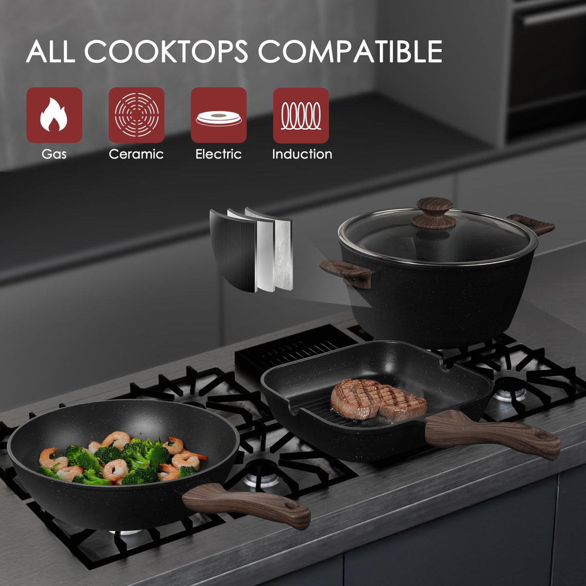 Kikcoin stackable bakeware set saves space and stays organized