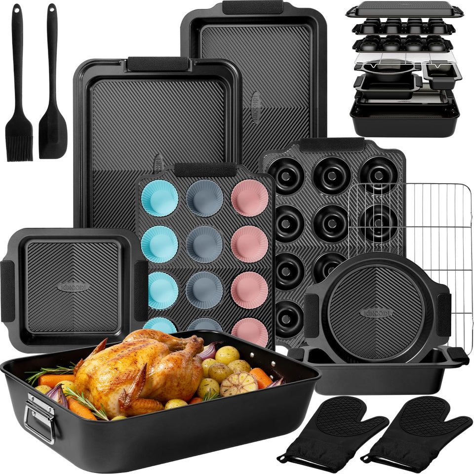 Kikcoin stackable pans demonstrate compact nesting for organized storage.