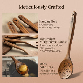 Kikcoin teak pasta spoon glides through noodles