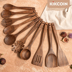 Kikcoin teak salad spoon adds natural warmth to prep
