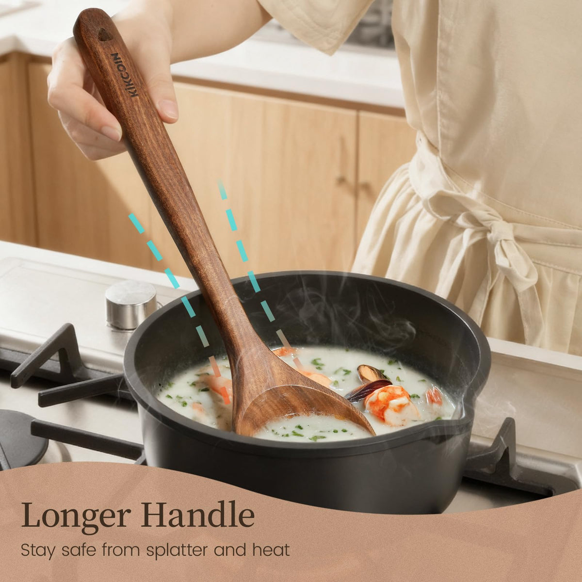 Kikcoin teak wok spatula stands up to high heat