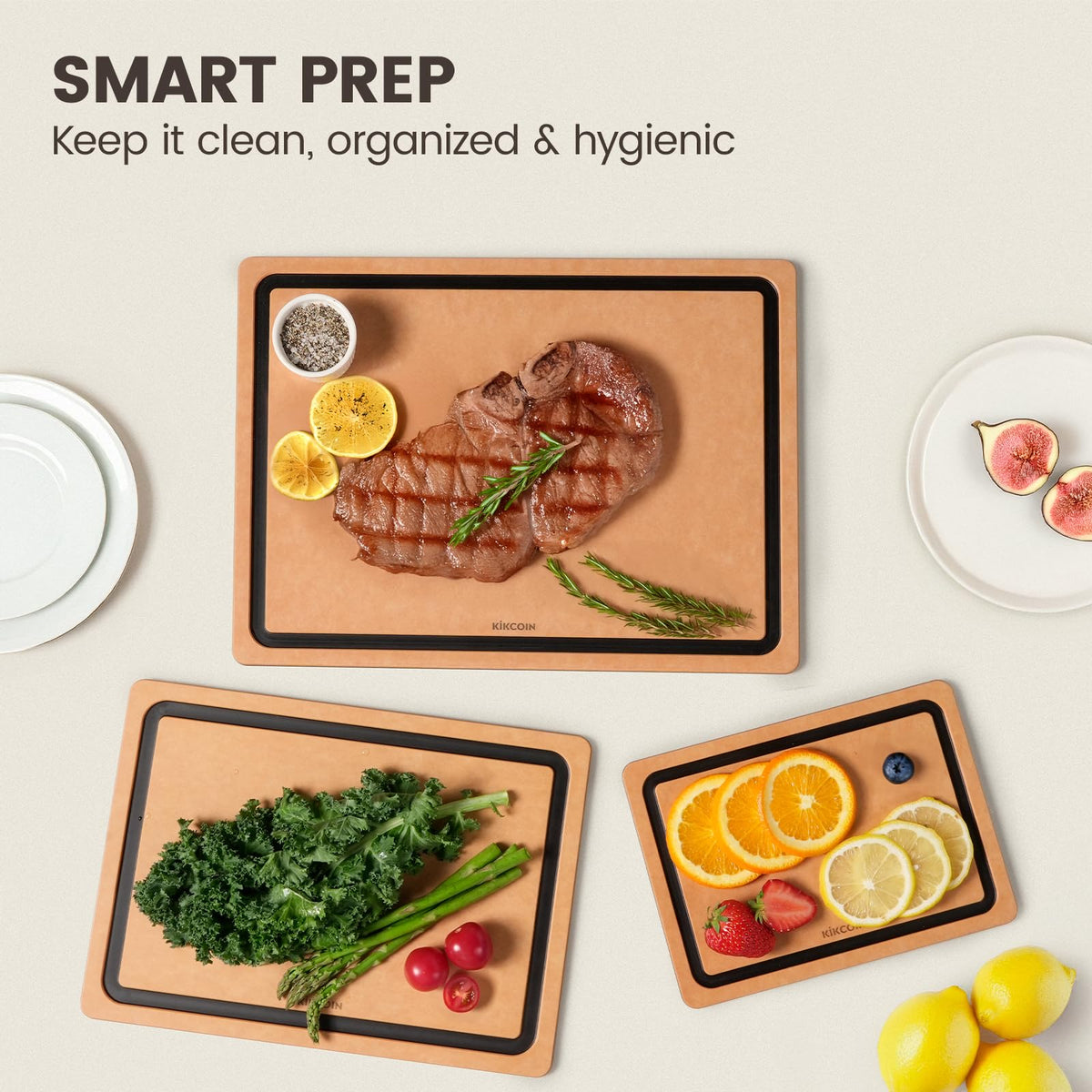 Kikcoin wooden cutting board holder keeps boards organized on counter