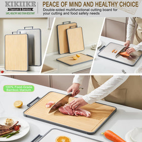 KIKIIKE ready to use cutting board features non slip grip and easy hanging storage