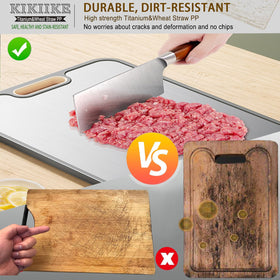 KIKIIKE PureShield titanium surface resisting stains and odors during cutting tasks.