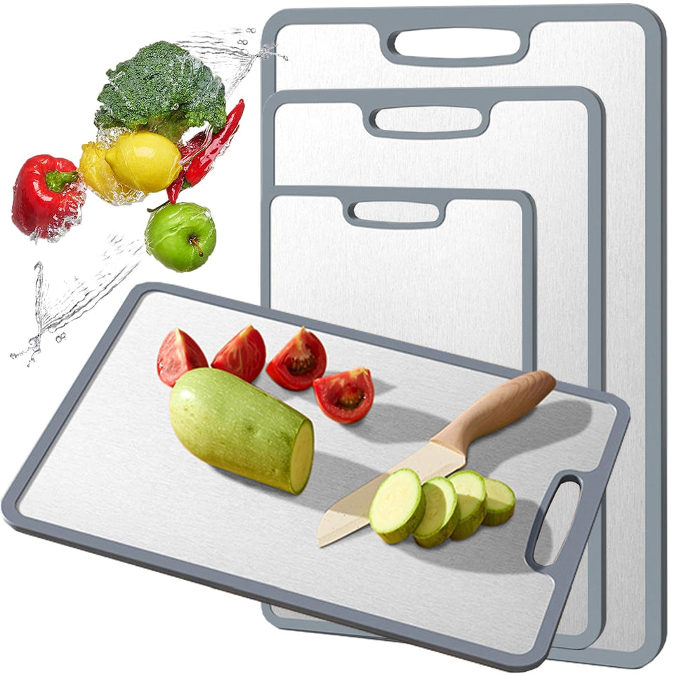 KIKIIKE titanium double-sided cutting board for versatile kitchen prep.