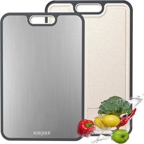 KIKIIKE titanium cutting board, double surface for meats and produce, organized kitchen prep.