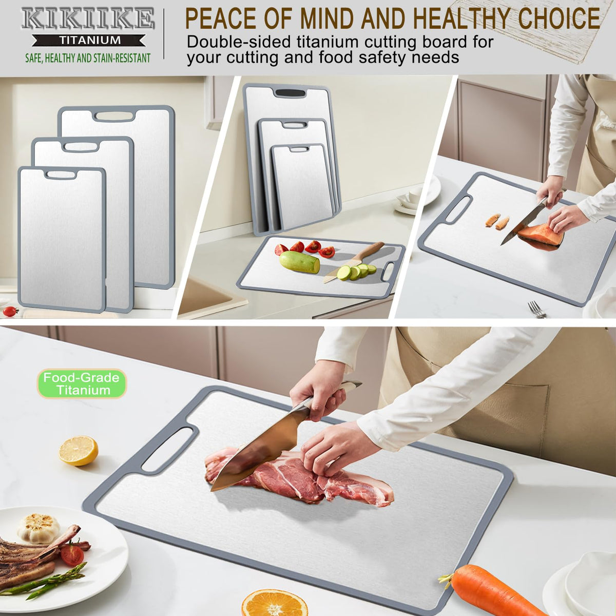 KIKIIKE titanium cutting board lightweight with hanging handle