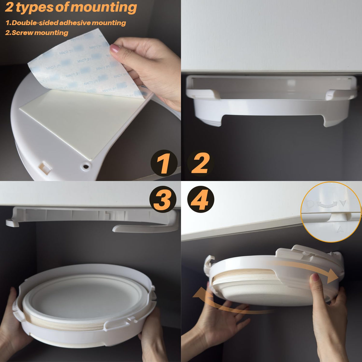 KIKINIKO adhesive-tape installation for a damage-free under-cabinet setup.