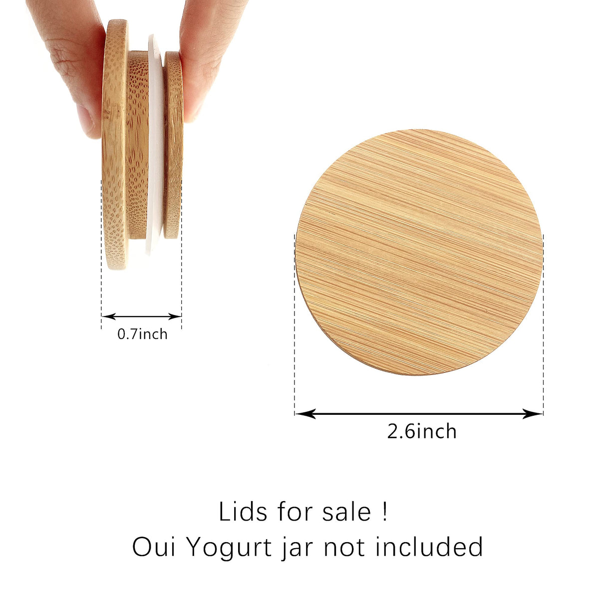 KIKINIKO Oui lids fit 5 oz jars with easy snap on design.