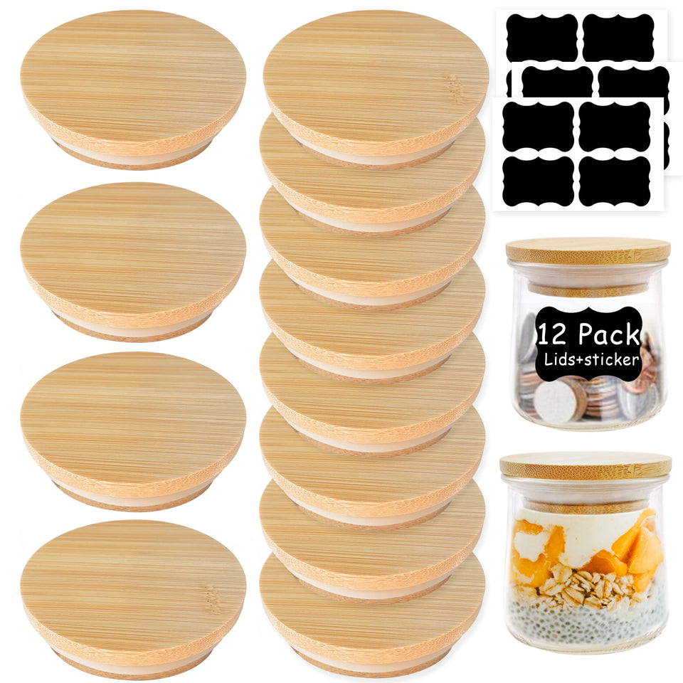 KIKINIKO Oui Yogurt Jar Lids in natural bamboo with smooth surface for easy cleaning.