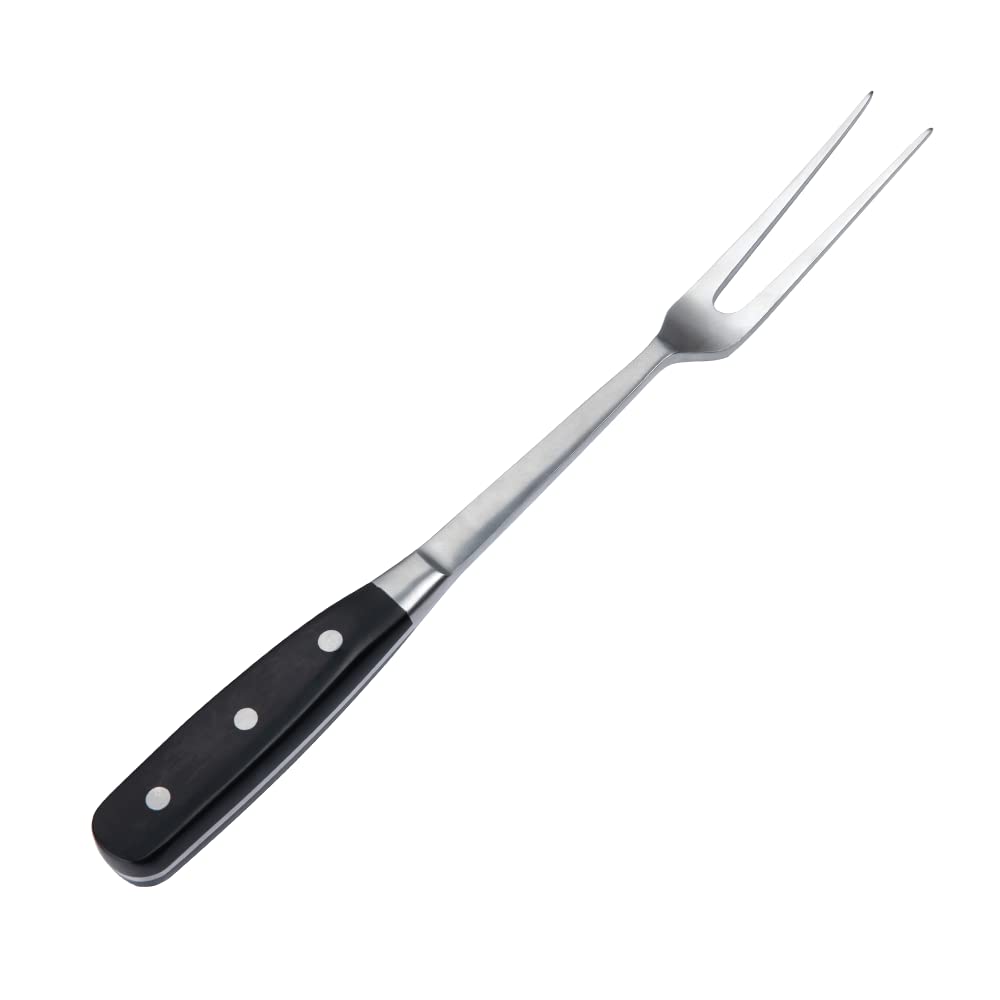 Kilajojo Chef Pro meat fork front view shows sturdy stainless steel construction for reliable serving.