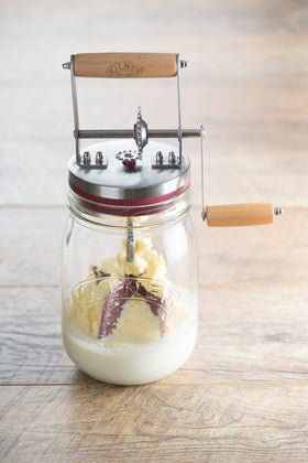 Kilner butter churner durable mechanism built for repeated use.