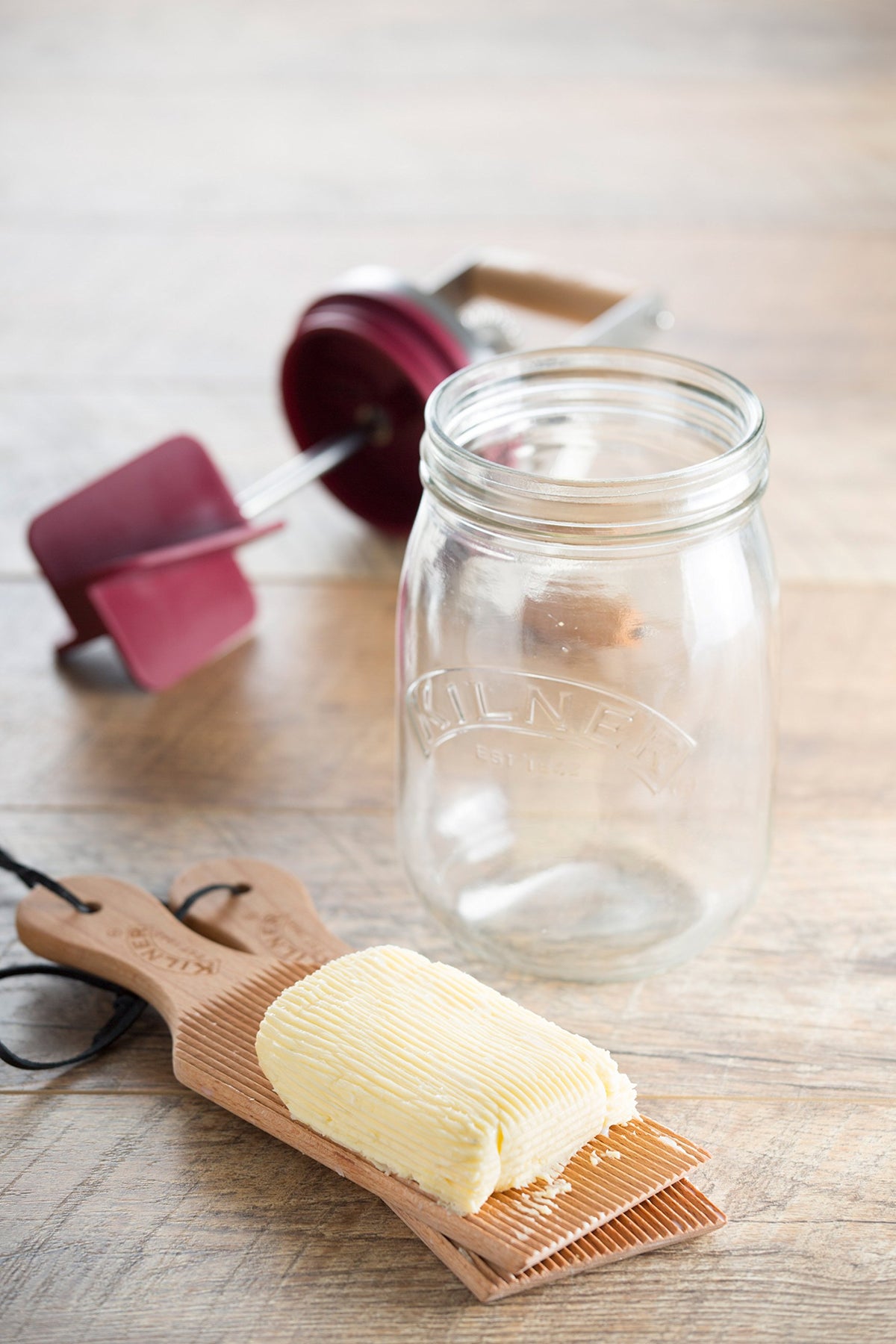 Kilner ready-butter on display, ready for spreading on bread.