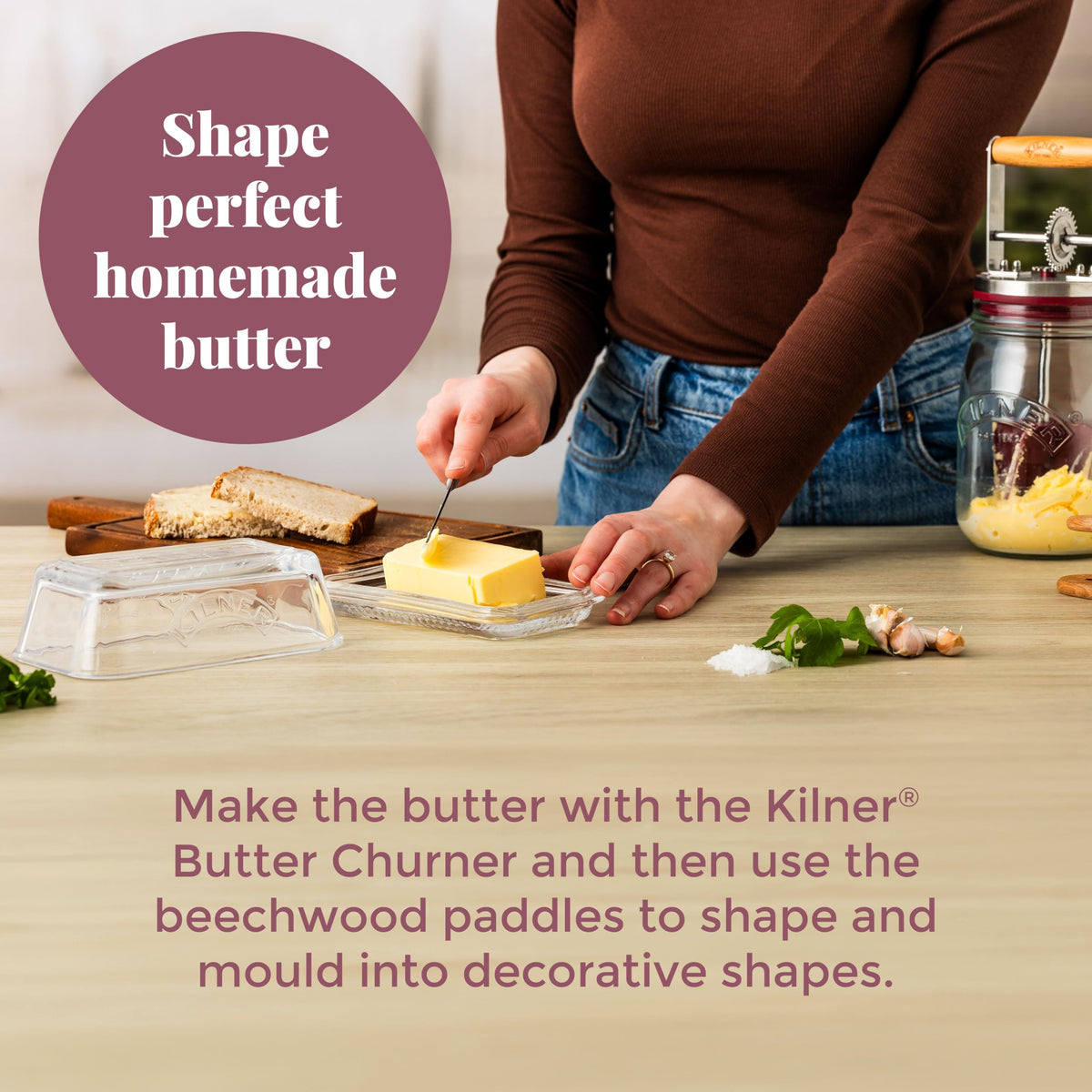 Kilner butter paddles molding butter balls shows creative shaping options.