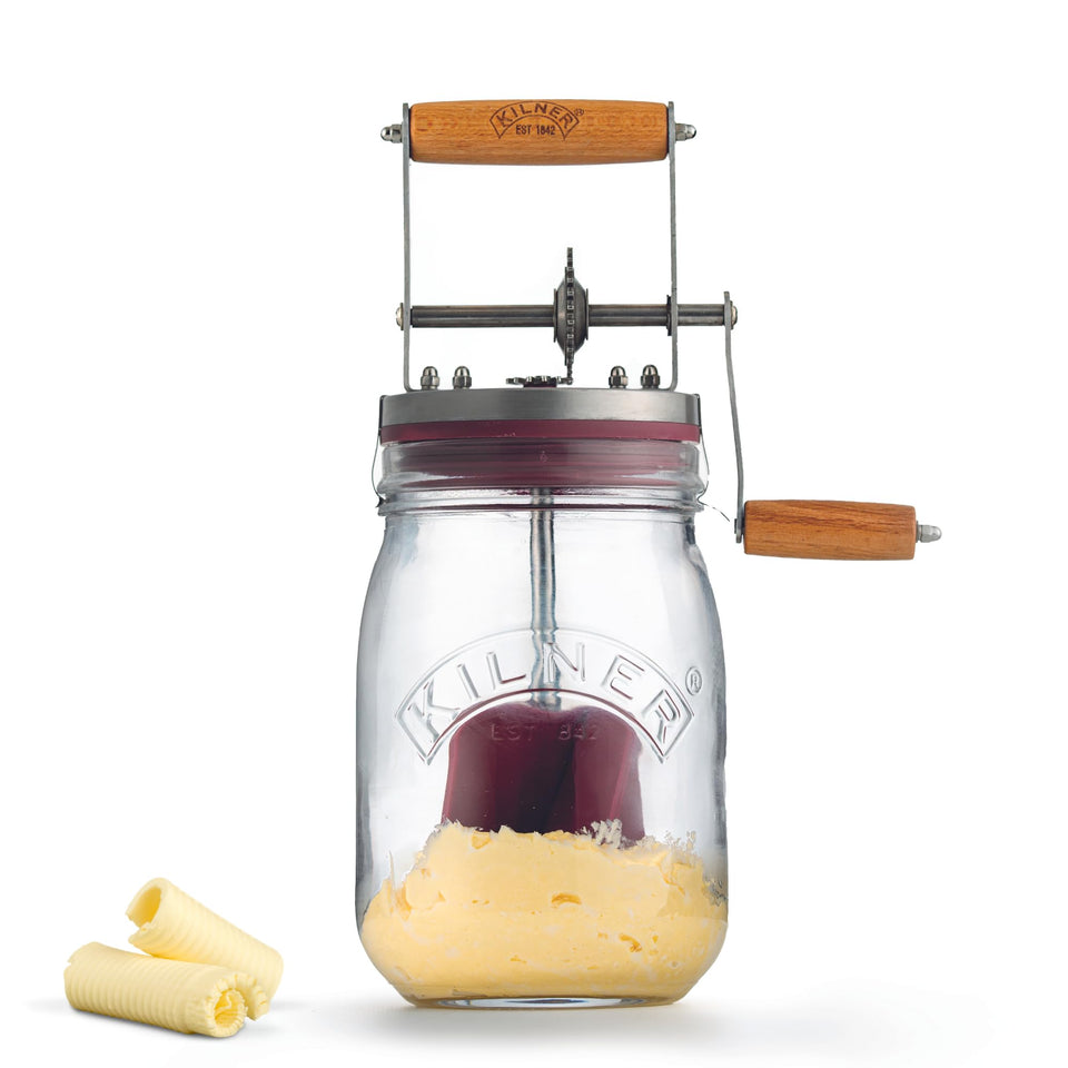 Kilner Vintage Butter Churn jar with embossed logo for authentic churning