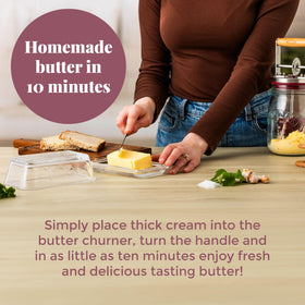 Kilner Vintage Butter Churn paddle aids smooth cream transformation
