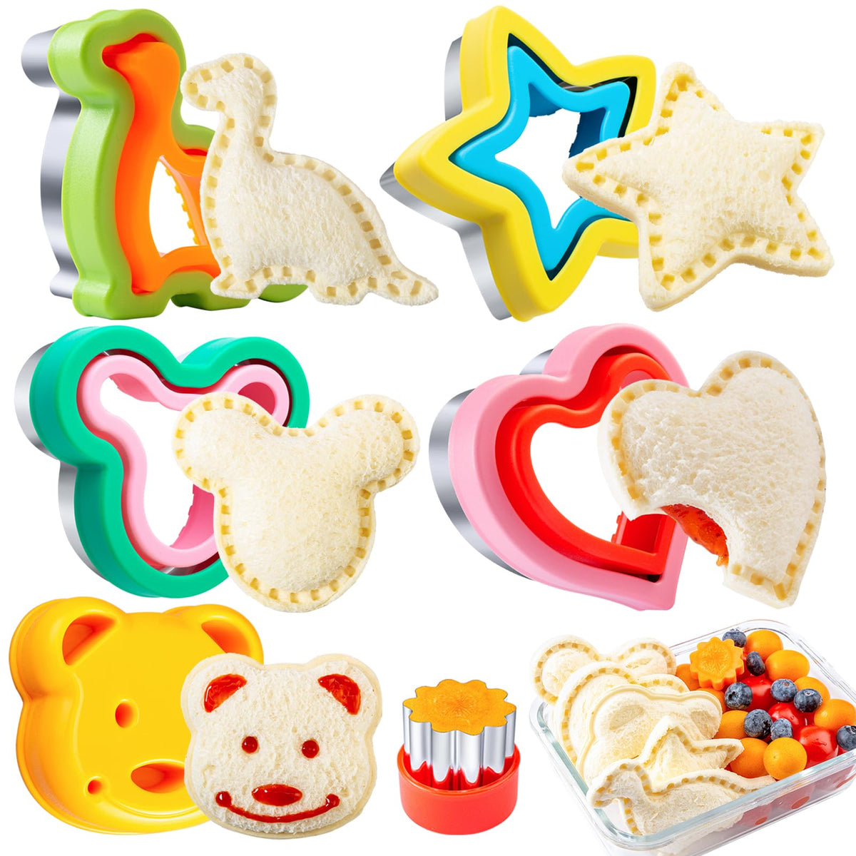 Kimfead dinosaur sandwich cutters create fun shapes for kid-friendly lunches.