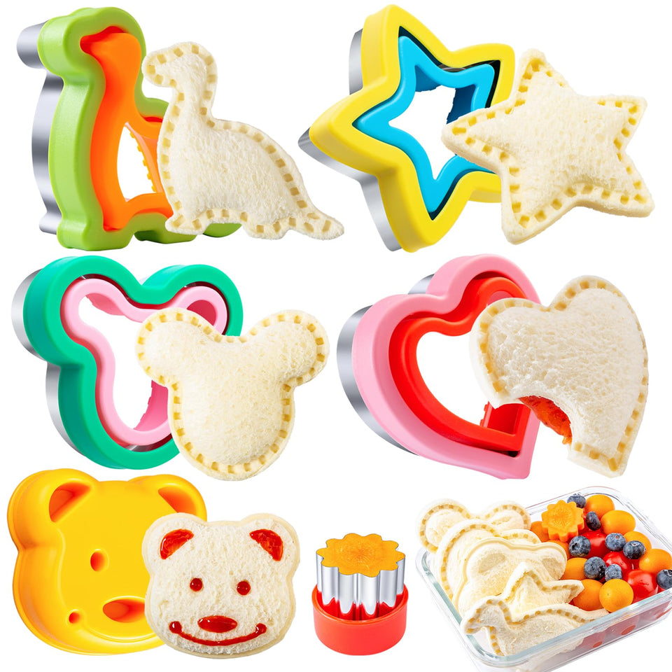 Kimfead dinosaur sandwich cutters create fun shapes for kid-friendly lunches.