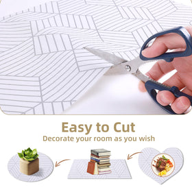 Kimhan liner includes measuring tape and small knife for quick sizing.