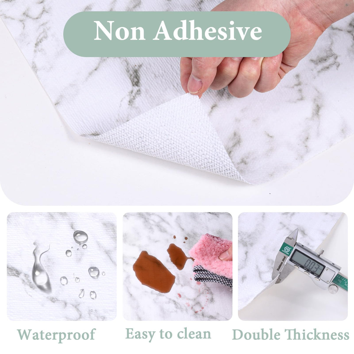 Kimhan shelf liner is waterproof, protecting surfaces from spills.